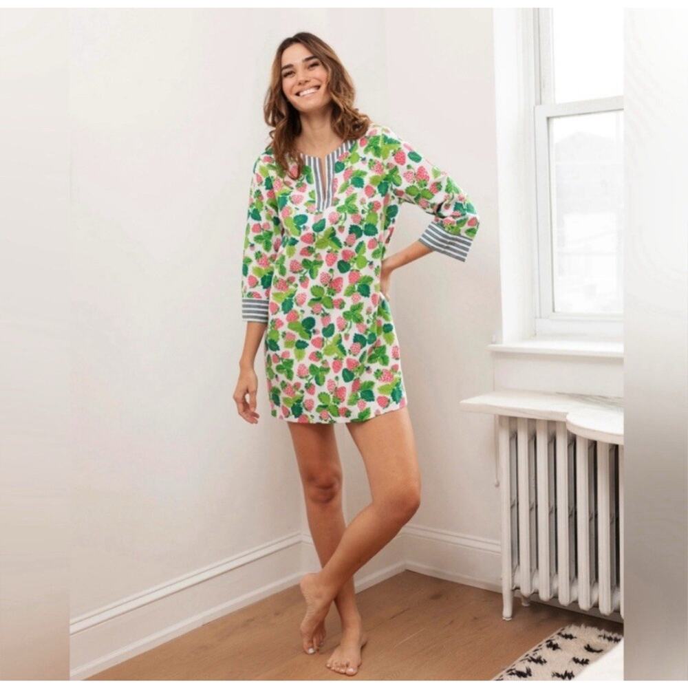 Printfresh Large Strawberry Fields Tunic Dress Or… - image 1